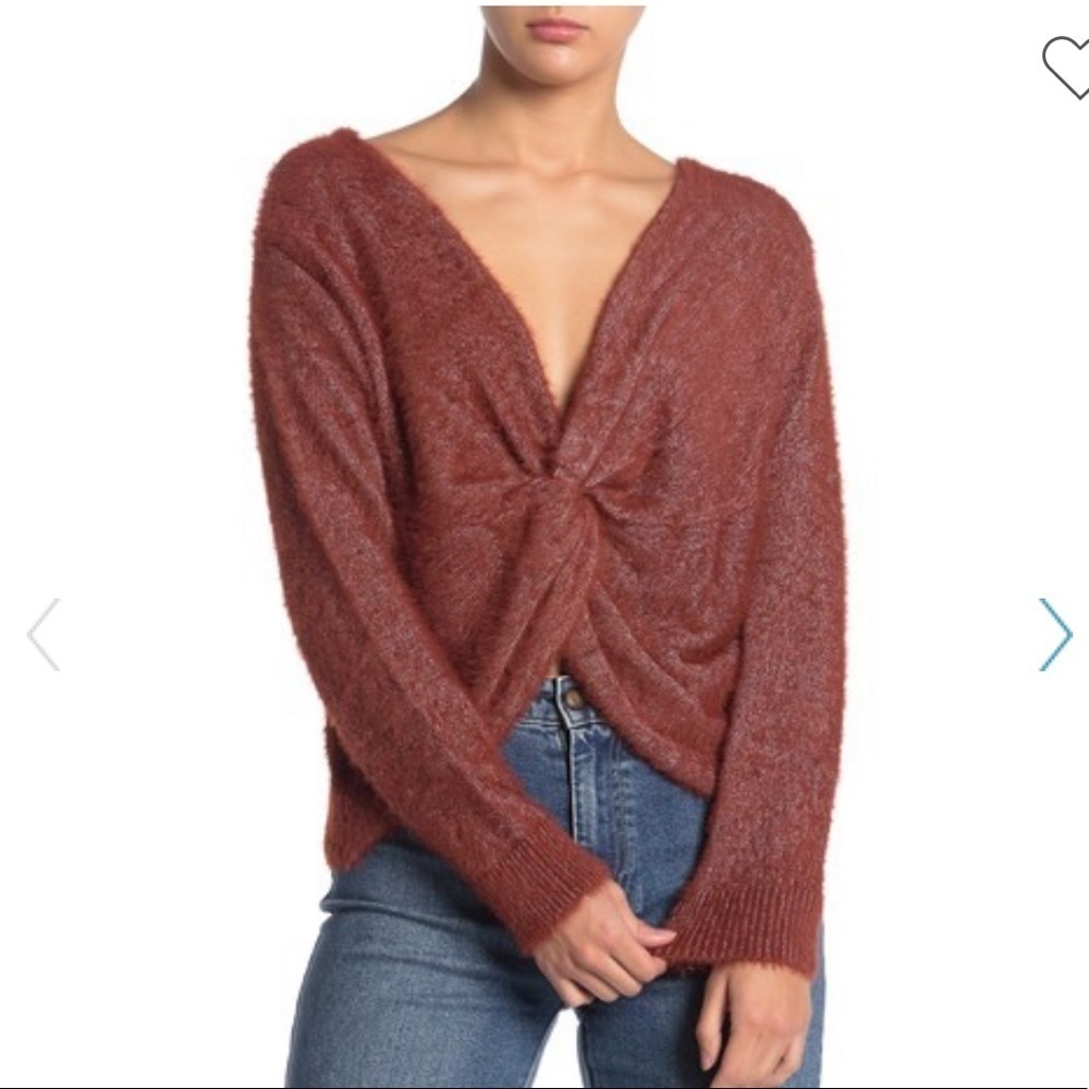 LUSH | Twist Knot Back Front/Sweater Cognac S NWT